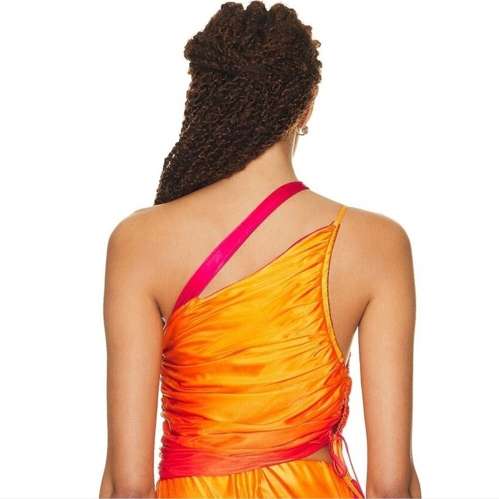 Andreadamo Draped Jersey Mono Shoulder Crop Top in Sex On the Beach Orange Small - Picture 4 of 14